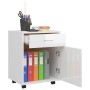 Mobiletto con Ruote Bianco Lucido 45x38x54cm Legno Multistrato