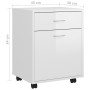 Mobiletto con Ruote Bianco Lucido 45x38x54cm Legno Multistrato