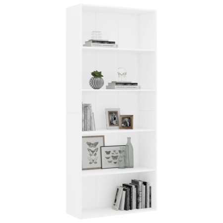 Libreria a 5 Ripiani Bianca 80x30x189 cm in Legno Multistrato