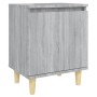 Comodini Gambe in Legno Massello 2 pz Grigio Sonoma 40x30x50 cm