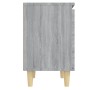 Comodini Gambe in Legno Massello 2 pz Grigio Sonoma 40x30x50 cm