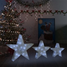 Decorazioni di Natale Stelle 3pz Bianco LED per Interni Esterni