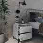 Comodino Grigio Cemento 40x35x50 cm in Legno Multistrato