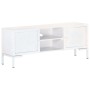 Mobile Porta TV Bianco 115x30x46cm in Legno Massello di Mango