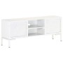 Mobile Porta TV Bianco 115x30x46cm in Legno Massello di Mango