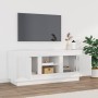 Mobile Porta TV Bianco Lucido 102x35x45 cm in Legno Multistrato