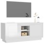 Mobile Porta TV Bianco Lucido 102x35x45 cm in Legno Multistrato