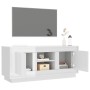 Mobile Porta TV Bianco Lucido 102x35x45 cm in Legno Multistrato