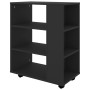 Mobiletto con Ruote Nero 60x35x75 cm in Legno Multistrato