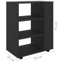 Mobiletto con Ruote Nero 60x35x75 cm in Legno Multistrato