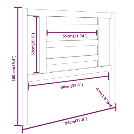 Testiera per Letto Nera 96x4x100 cm in Legno Massello di Pino