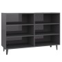 Credenza Grigio Lucido 103,5x35x70 cm in Legno Multistrato