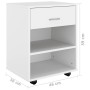 Mobiletto con Ruote Bianco 46x36x59 cm in Legno Multistrato