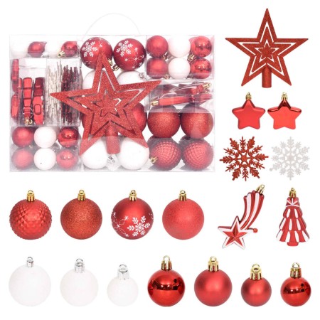 Set Addobbi di Natale 108 pz Rosso e Bianco