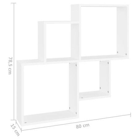 Mensola da Parete a Cubo Bianca 80x15x78,5 cm in Multistrato