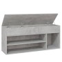 Panca Portascarpe Grigio Cemento 105x30x45 cm in Truciolato