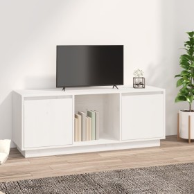 Mobile Porta TV Bianco 110,5x35x44 cm in Legno Massello di Pino