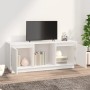 Mobile Porta TV Bianco 110,5x35x44 cm in Legno Massello di Pino