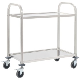 Carrello da Cucina a 2 Livelli 95x45x83,5 cm in Acciaio Inox