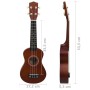 Set Ukulele Soprano con Borsa per Bambini Legno Naturale 21"