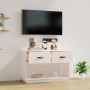 Mobile Porta TV Bianco 90x40x60 cm in Legno Massello di Pino