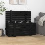 Contenitore Portaoggetti Nero 91x40,5x42 cm Legno Massello Pino