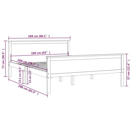 Giroletto Marrone Miele in Legno Massello di Pino 160x200 cm