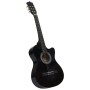 Chitarra Classica Cutaway Western con 6 Corde Nera 38"