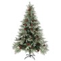 Albero di Natale con Pigne Verde e Bianco 150 cm in PVC e PE