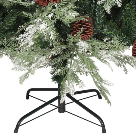 Albero di Natale con Pigne Verde e Bianco 150 cm in PVC e PE