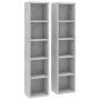 Scaffali CD 2pz Grigio Cemento 21x16x93,5 cm Legno Multistrato