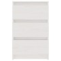 Comodino Bianco 40x29,5x64 cm in Legno Massello di Pino