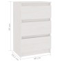 Comodino Bianco 40x29,5x64 cm in Legno Massello di Pino