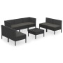 Set Divani da Giardino 8 pz con Cuscini in Polyrattan Nero