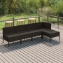 Set Divani da Giardino 5 pz con Cuscini in Polyrattan Nero