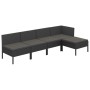 Set Divani da Giardino 5 pz con Cuscini in Polyrattan Nero