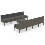 Set Divani da Giardino 9 pz con Cuscini in Polyrattan Grigio