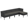 Set Divani da Giardino 5 pz con Cuscini in Polyrattan Nero