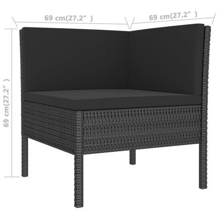 Set Divani da Giardino 5 pz con Cuscini in Polyrattan Nero