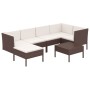 Set Divani da Giardino 7 pz con Cuscini in Polyrattan Marrone