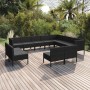 Set Divani da Giardino 12 pz con Cuscini in Polyrattan Nero