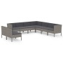 Set Divani da Giardino 9 pz con Cuscini in Polyrattan Grigio