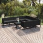 Set Divani da Giardino 11 pz con Cuscini in Polyrattan Nero