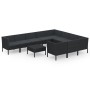 Set Divani da Giardino 11 pz con Cuscini in Polyrattan Nero