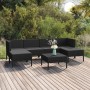 Set Divani da Giardino 7 pz con Cuscini in Polyrattan Nero