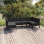 Set Divani da Giardino 6 pz con Cuscini in Polyrattan Nero