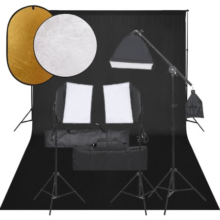 Kit per Studio Fotografico con Set Luci, Fondale e Riflettore