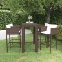 Set da Bar da Giardino 5 pz con Cuscini in Polyrattan Marrone