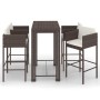 Set da Bar da Giardino 5 pz con Cuscini in Polyrattan Marrone