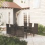 Set da Pranzo da Giardino 7 pz con Cuscini in Polyrattan Nero